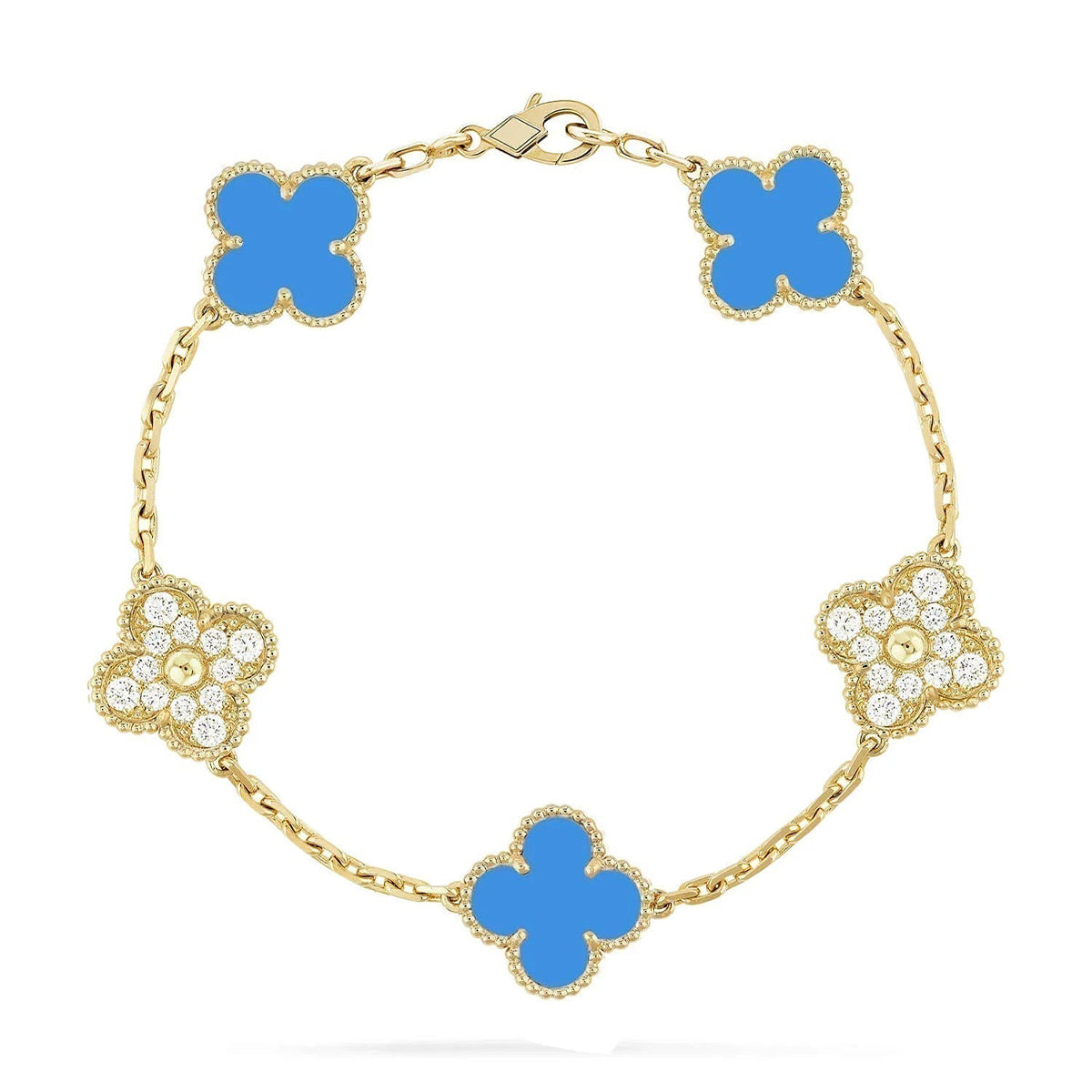 [Loco ]New CLOVER 5 MOTIF BLUE AGATE BRACELET COLLECTION