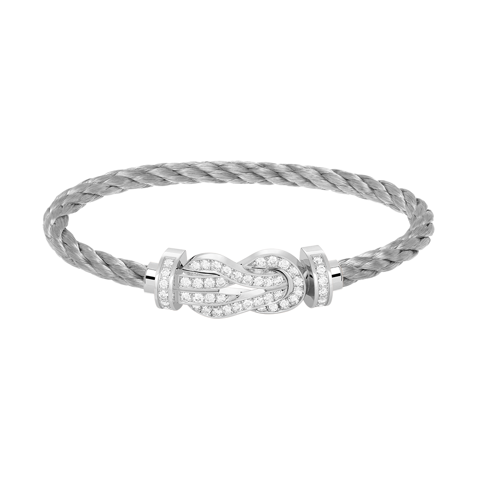 Loco CHANCE LARGE 8 FIGURE BUCKLE FULL DIAMOND BRACELET SILVER