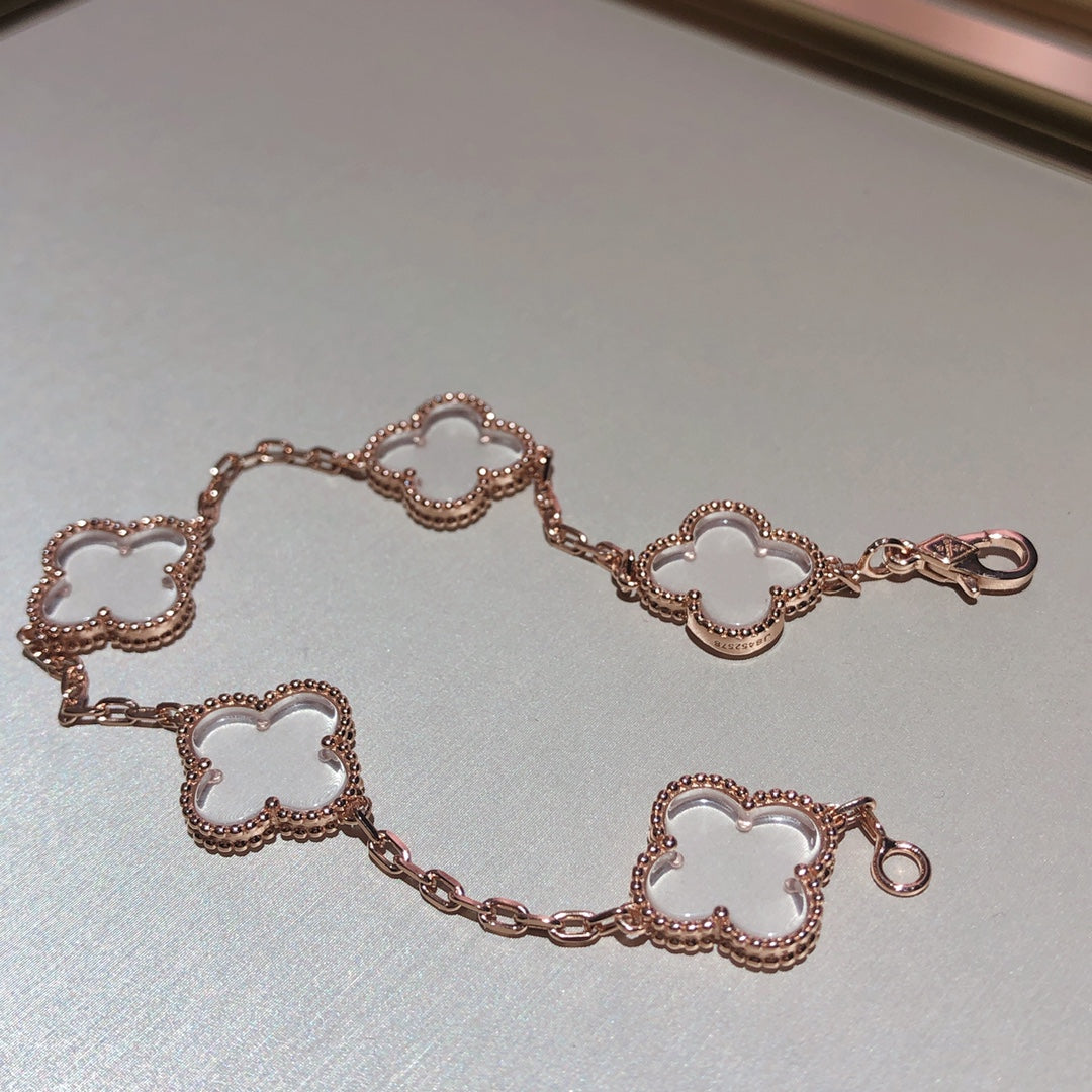 [Loco ]New CLOVER 5 MOTIF ROCK CRYSTAL BRACELET