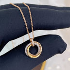 Loco TRINITY NECKLACE SILVER GOLD PINK GOLD DIAMONDS