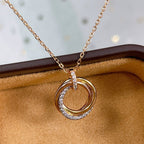 Loco TRINITY NECKLACE SILVER GOLD PINK GOLD DIAMONDS