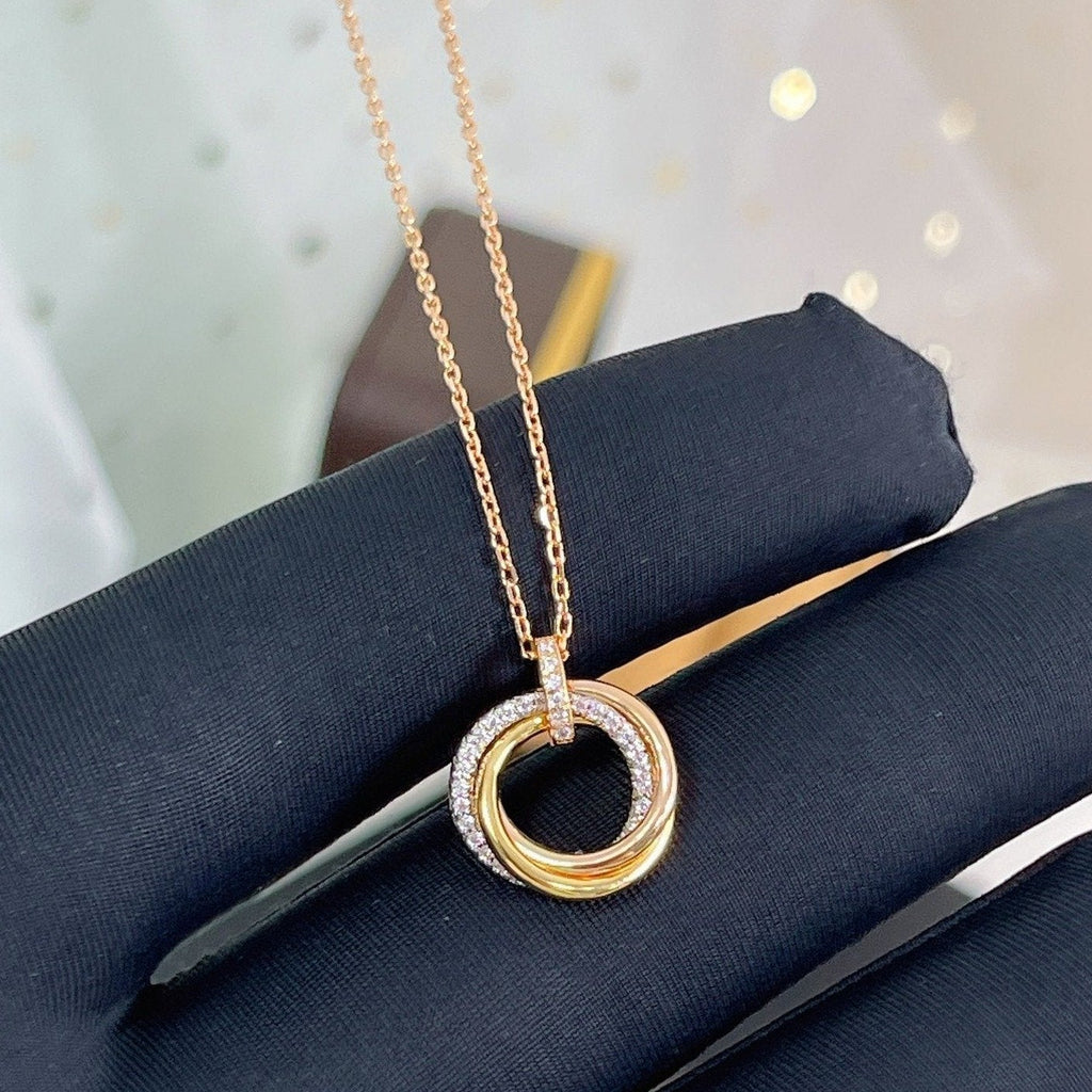 Loco TRINITY NECKLACE SILVER GOLD PINK GOLD DIAMONDS