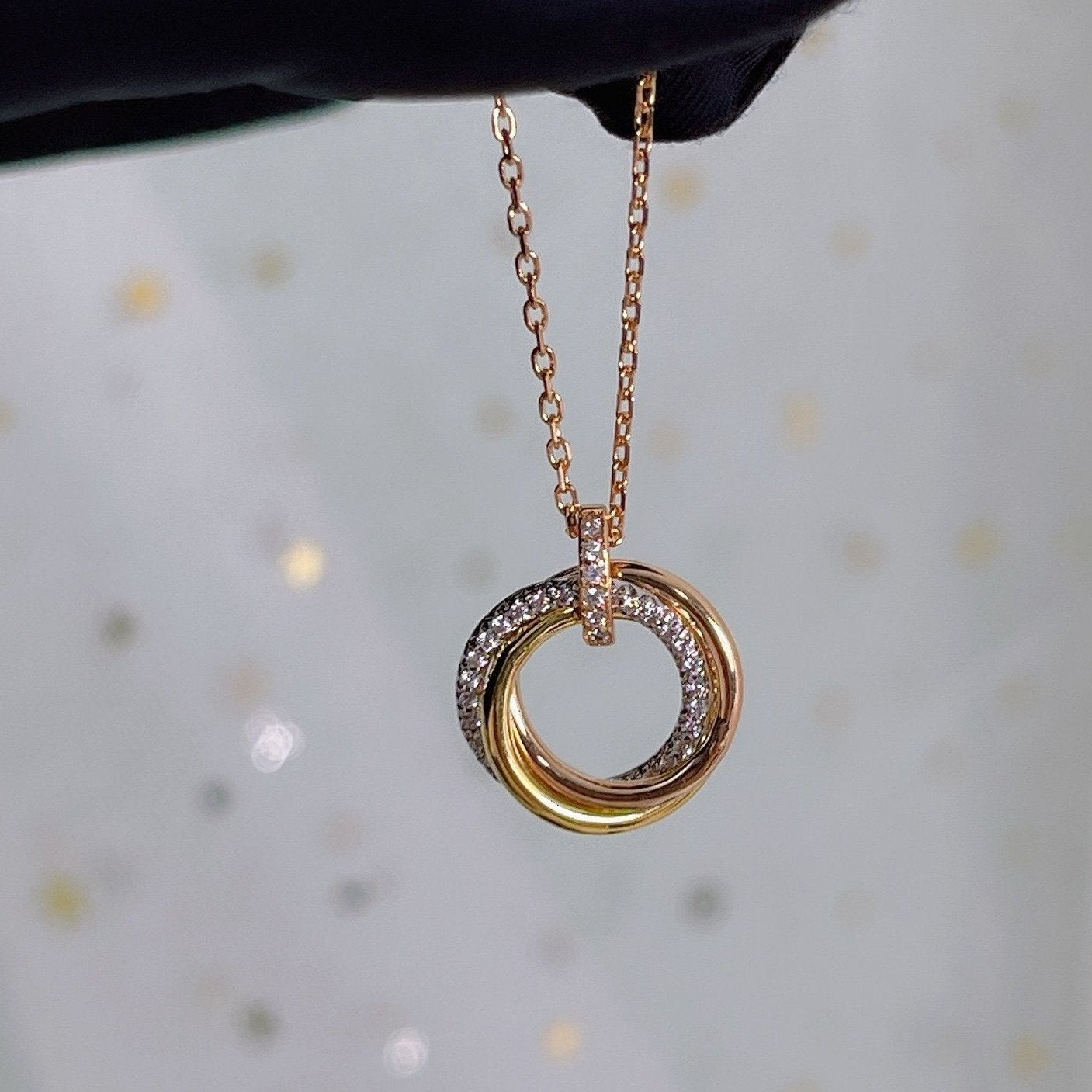 Loco TRINITY NECKLACE SILVER GOLD PINK GOLD DIAMONDS