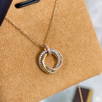 Loco TRINITY NECKLACE SILVER GOLD PINK GOLD DIAMONDS