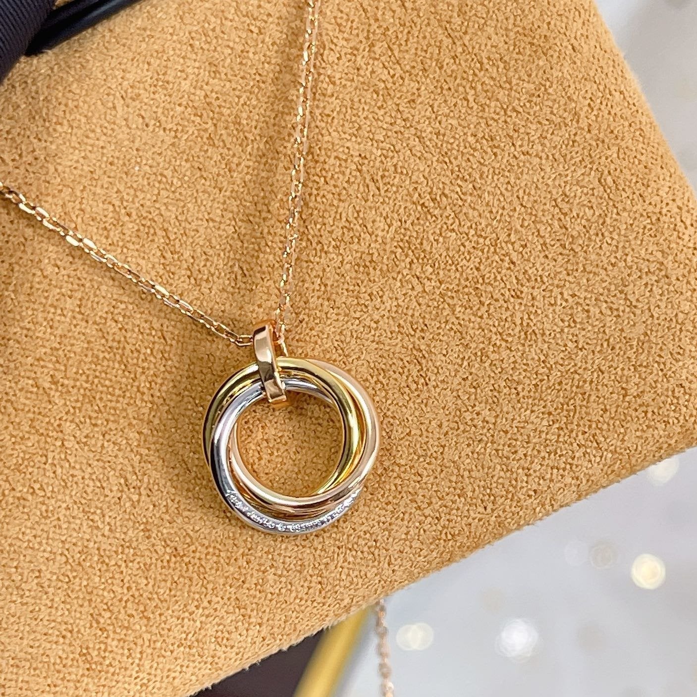 Loco TRINITY NECKLACE SILVER GOLD PINK GOLD DIAMONDS
