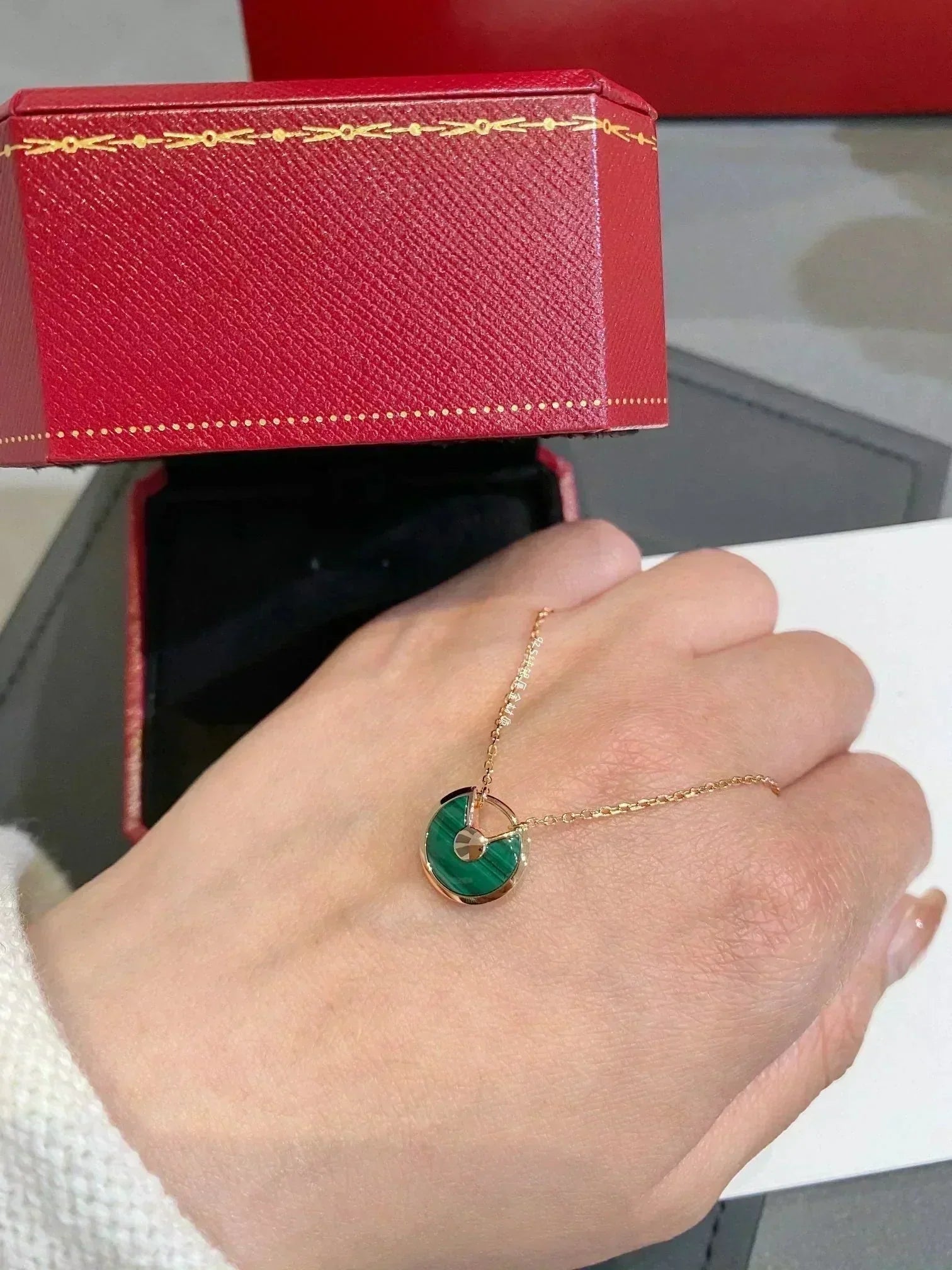 Loco AMULETTE ROSE GOLD MALACHITE NECKLACE