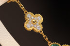 Loco CLOVER EARRINGS GOLD MALACHITE DIAMOND 3 MOTIF