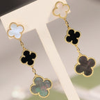 Loco CLOVER EARRINGS GOLD ONYX MOP 3 MOTIF