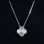 Loco CLOVER  15MM DIAMOND LASER NECKLACE SILVER