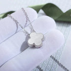Loco CLOVER  15MM DIAMOND LASER NECKLACE SILVER
