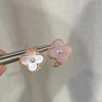 Loco CLOVER MEDIUM 1 MOTIFS  PINK MOP DIAMOND EARRINGS