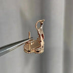 Loco CLOVER MEDIUM 1 MOTIFS  PINK MOP DIAMOND EARRINGS