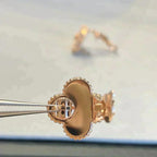 Loco CLOVER MEDIUM 1 MOTIFS GRAY MOP  DIAMOND EARRINGS