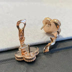 Loco CLOVER MEDIUM 1 MOTIFS GRAY MOP  DIAMOND EARRINGS