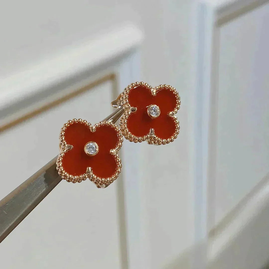 Loco CLOVER MEDIUM 1 MOTIFS CARNELIAN  DIAMOND earrings