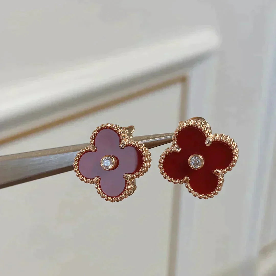 Loco CLOVER MEDIUM 1 MOTIFS CARNELIAN  DIAMOND earrings