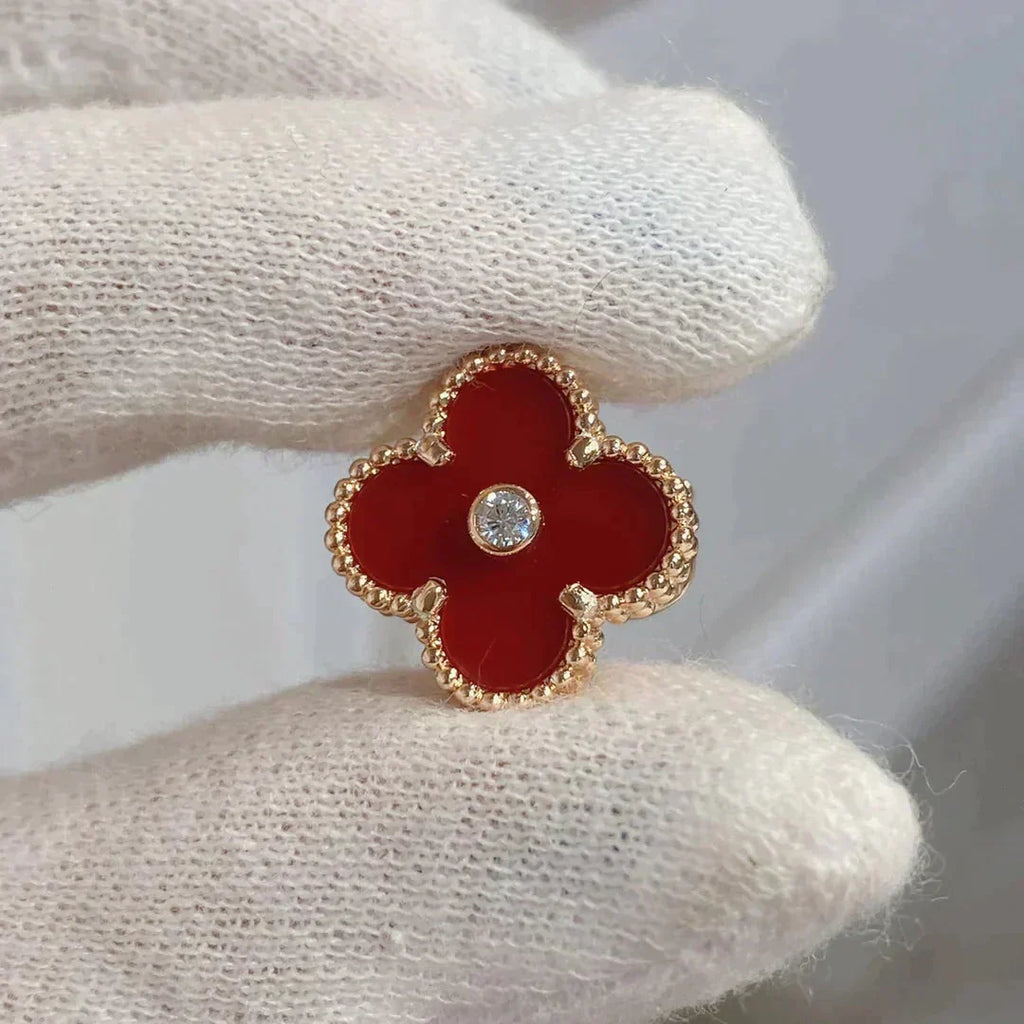 Loco CLOVER MEDIUM 1 MOTIFS CARNELIAN  DIAMOND earrings