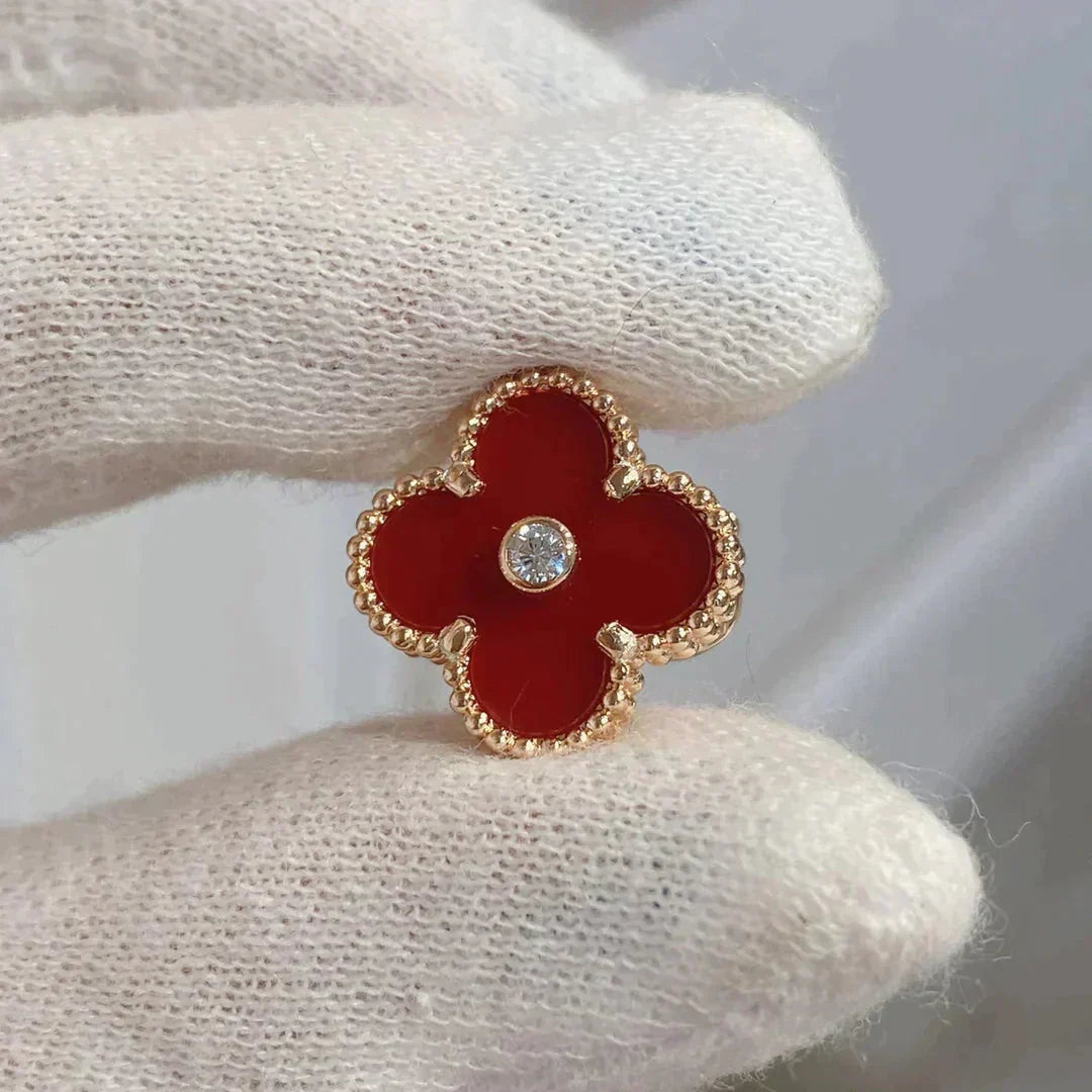 Loco CLOVER MEDIUM 1 MOTIFS CARNELIAN  DIAMOND earrings