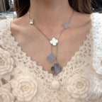 Loco CLOVER MOP CHALCEDONY NECKLACE SILVER 6 MOTIF