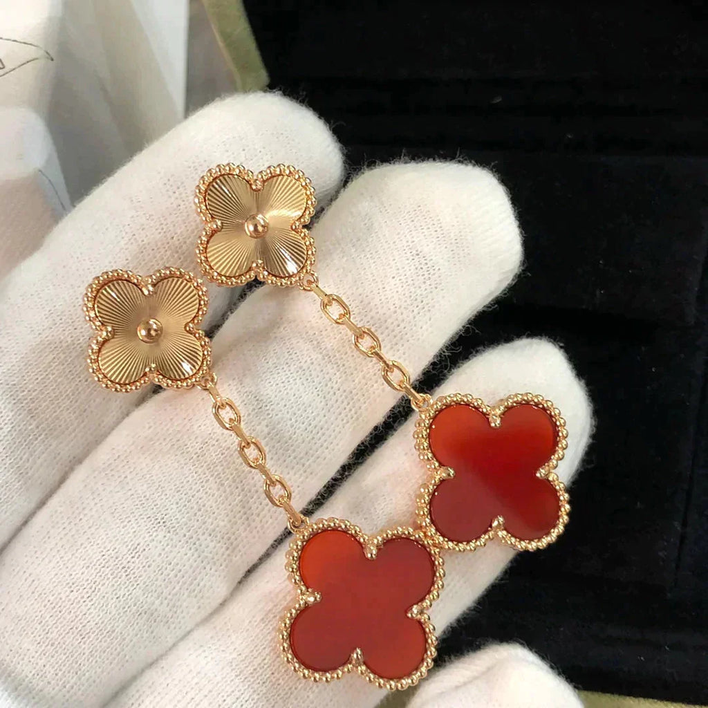 Loco CLOVER 2 MOTIF  LASER CARNELIAN EARRINGS