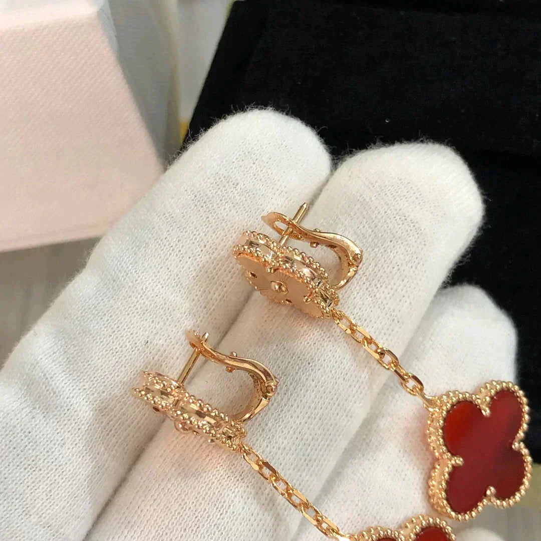 Loco CLOVER 2 MOTIF  LASER CARNELIAN EARRINGS