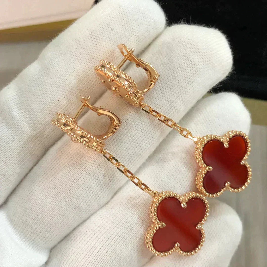 Loco CLOVER 2 MOTIF  LASER CARNELIAN EARRINGS