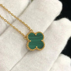 Loco CLOVER 15MM MALACHITE SINGLE FLOWER  NECKLACE
