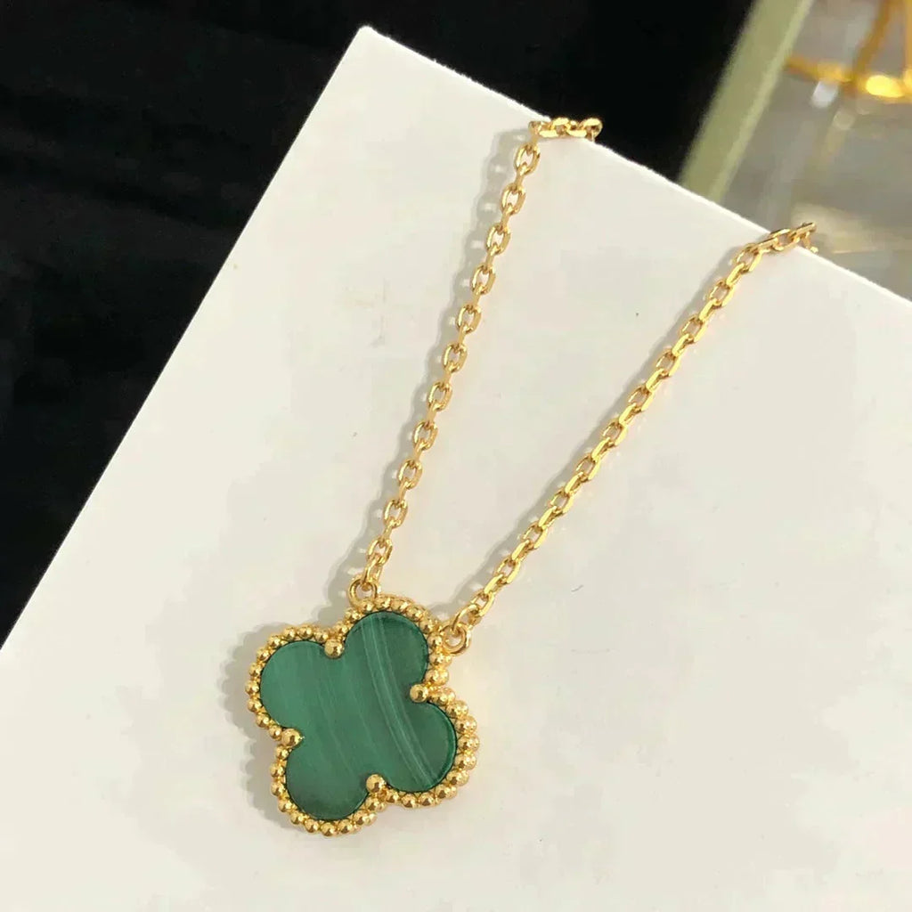 Loco CLOVER 15MM MALACHITE SINGLE FLOWER  NECKLACE