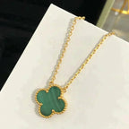 Loco CLOVER 15MM MALACHITE SINGLE FLOWER  NECKLACE