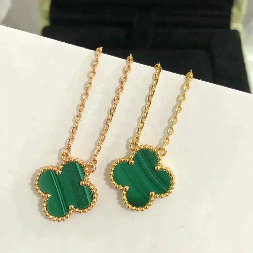 Loco CLOVER 15MM MALACHITE SINGLE FLOWER  NECKLACE