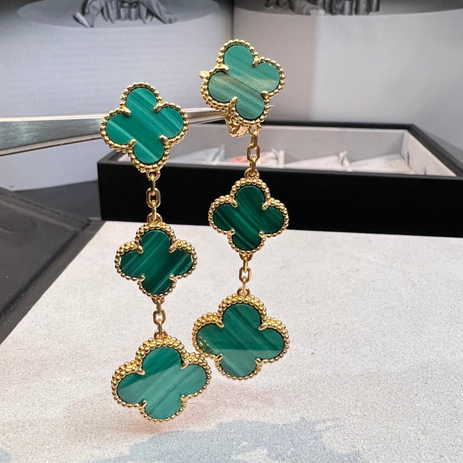 Loco CLOVER MALACHITE 3 MOTIFS GOLD