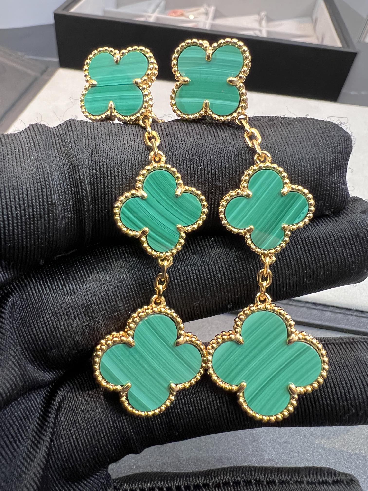 Loco CLOVER MALACHITE 3 MOTIFS GOLD