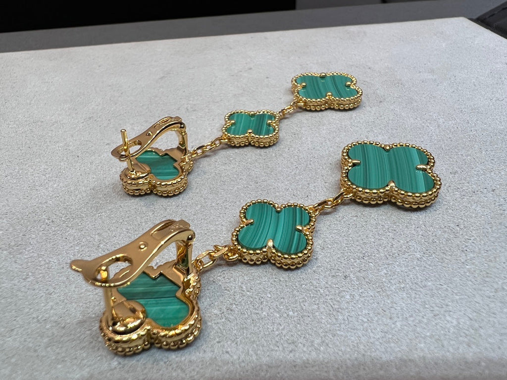 Loco CLOVER MALACHITE 3 MOTIFS GOLD