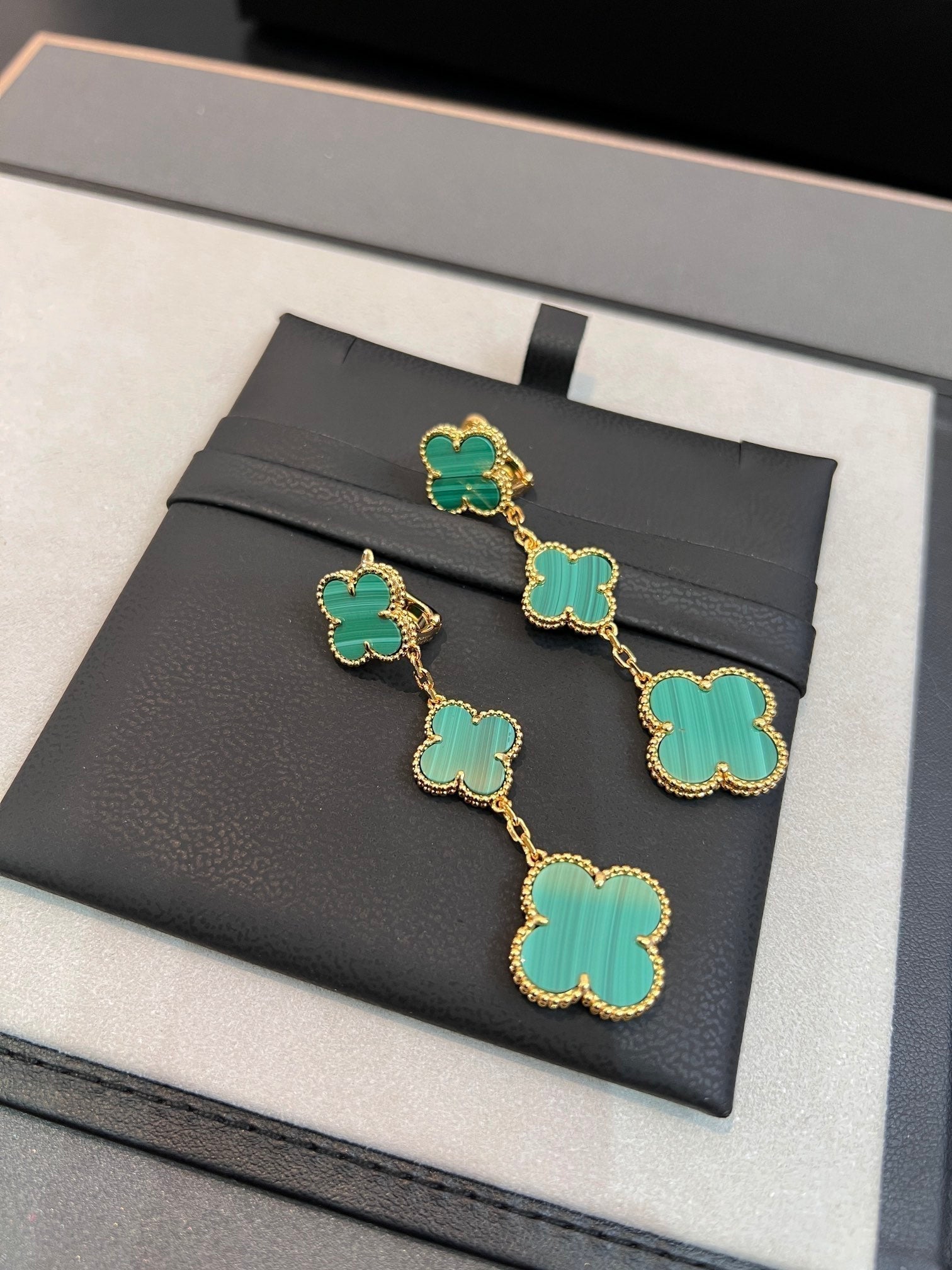 Loco CLOVER MALACHITE 3 MOTIFS GOLD