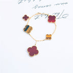 Loco CLOVER BRACELET 5 MOTIFS CARNELIAN TIGER EYE