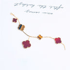 Loco CLOVER BRACELET 5 MOTIFS CARNELIAN TIGER EYE