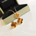Loco CLOVER MEDIUM 1 MOTIFS TIGER EYE EARRINGS