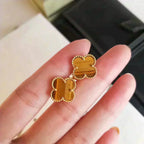 Loco CLOVER MEDIUM 1 MOTIFS TIGER EYE EARRINGS