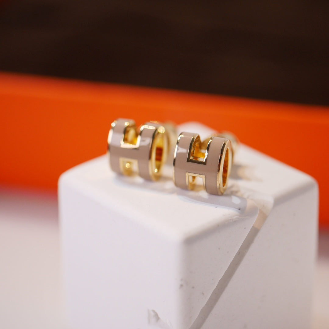 Loco MINI POP H GOLD EARRINGS GREY