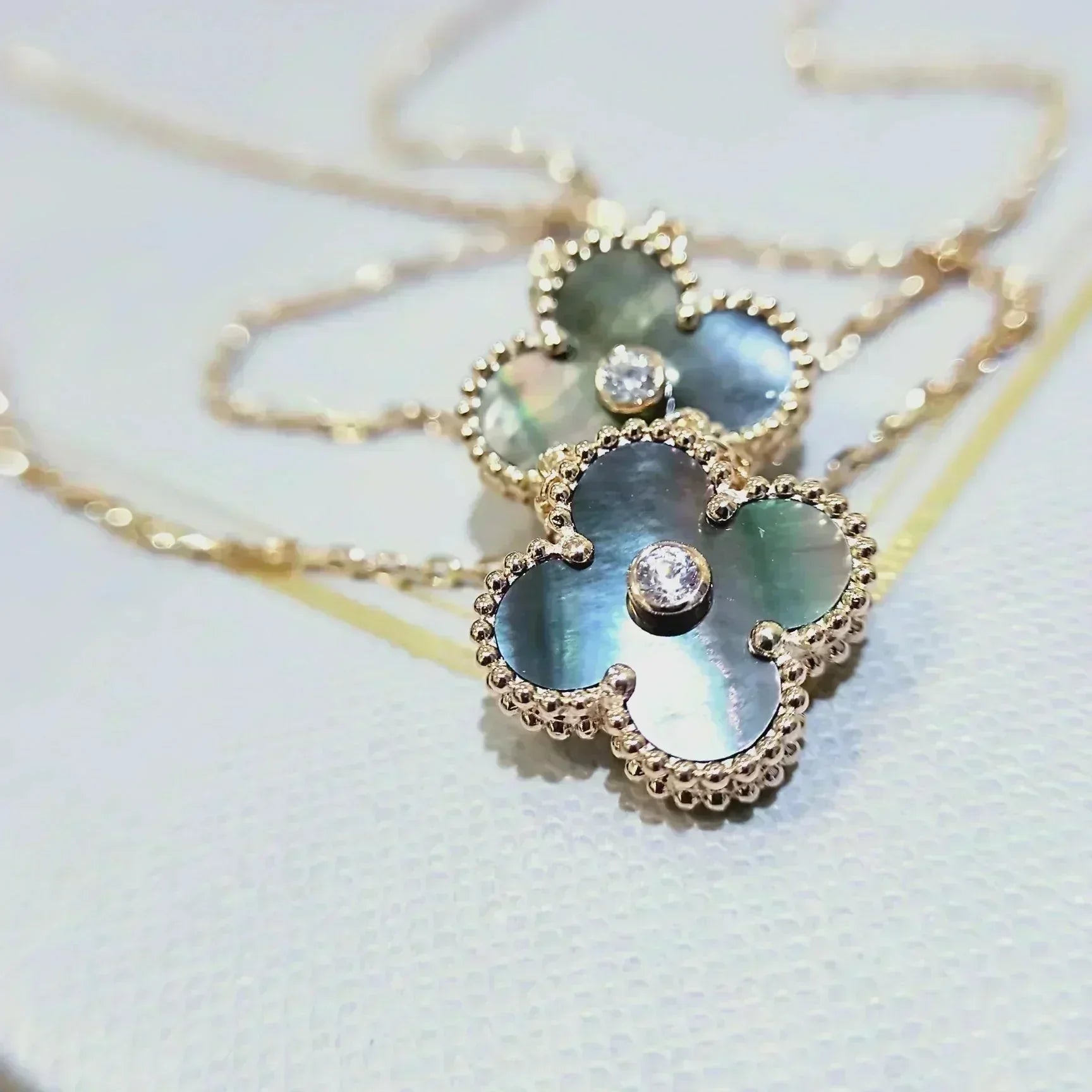 Loco CLOVER 15MM DIAMOND AND MOTHER-OF-GREY NECKLACE