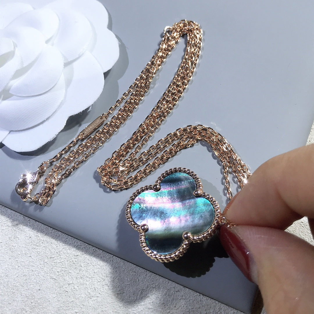 Loco CLOVER 25MM GOLD DARK MOP BIG CLOVER NECKLACE