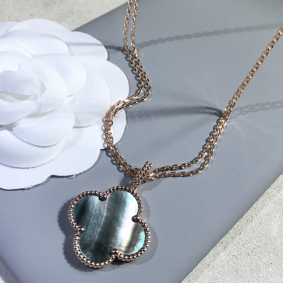 Loco CLOVER 25MM GOLD DARK MOP BIG CLOVER NECKLACE
