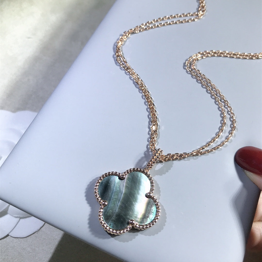Loco CLOVER 25MM GOLD DARK MOP BIG CLOVER NECKLACE
