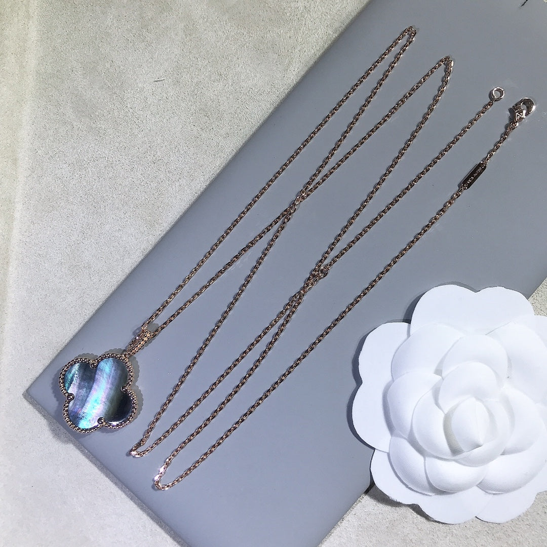 Loco CLOVER 25MM GOLD DARK MOP BIG CLOVER NECKLACE