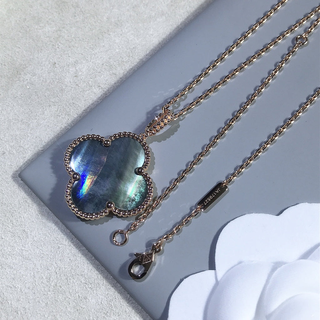 Loco CLOVER 25MM GOLD DARK MOP BIG CLOVER NECKLACE