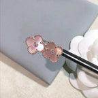 Loco CLOVER MEDIUM 1 MOTIFS  PINK MOP DIAMOND EARRINGS