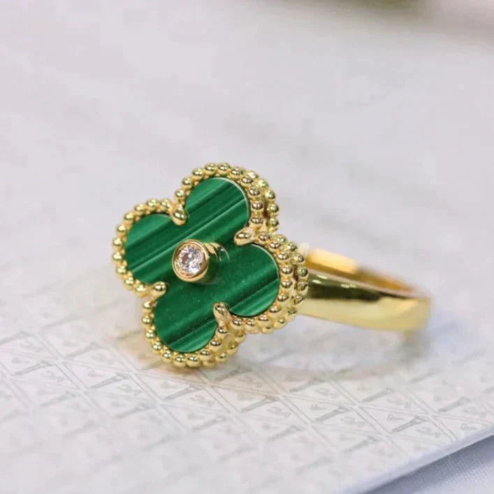 Loco CLOVER MALACHITE RING GOLD DIAMOND