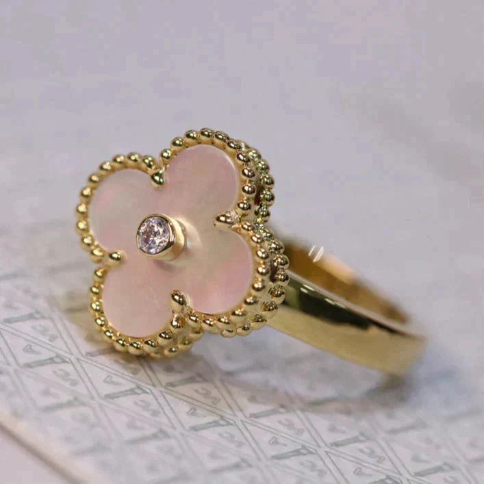 Loco CLOVER PINK MOP RING GOLD DIAMOND