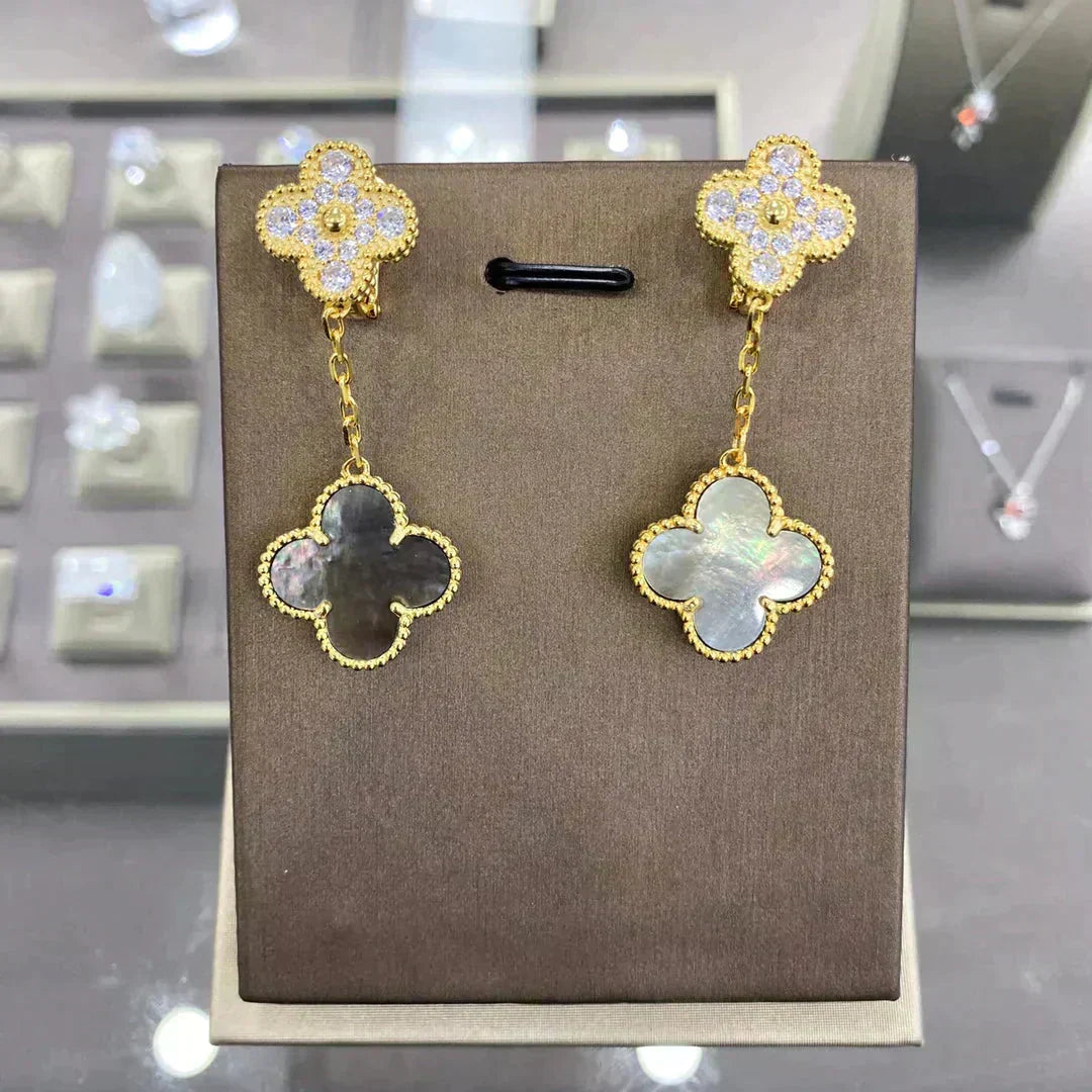 Loco CLOVER  2 MOTIFS  DIAMOND  EARRINGS (MULTIPLE CHOICESç´