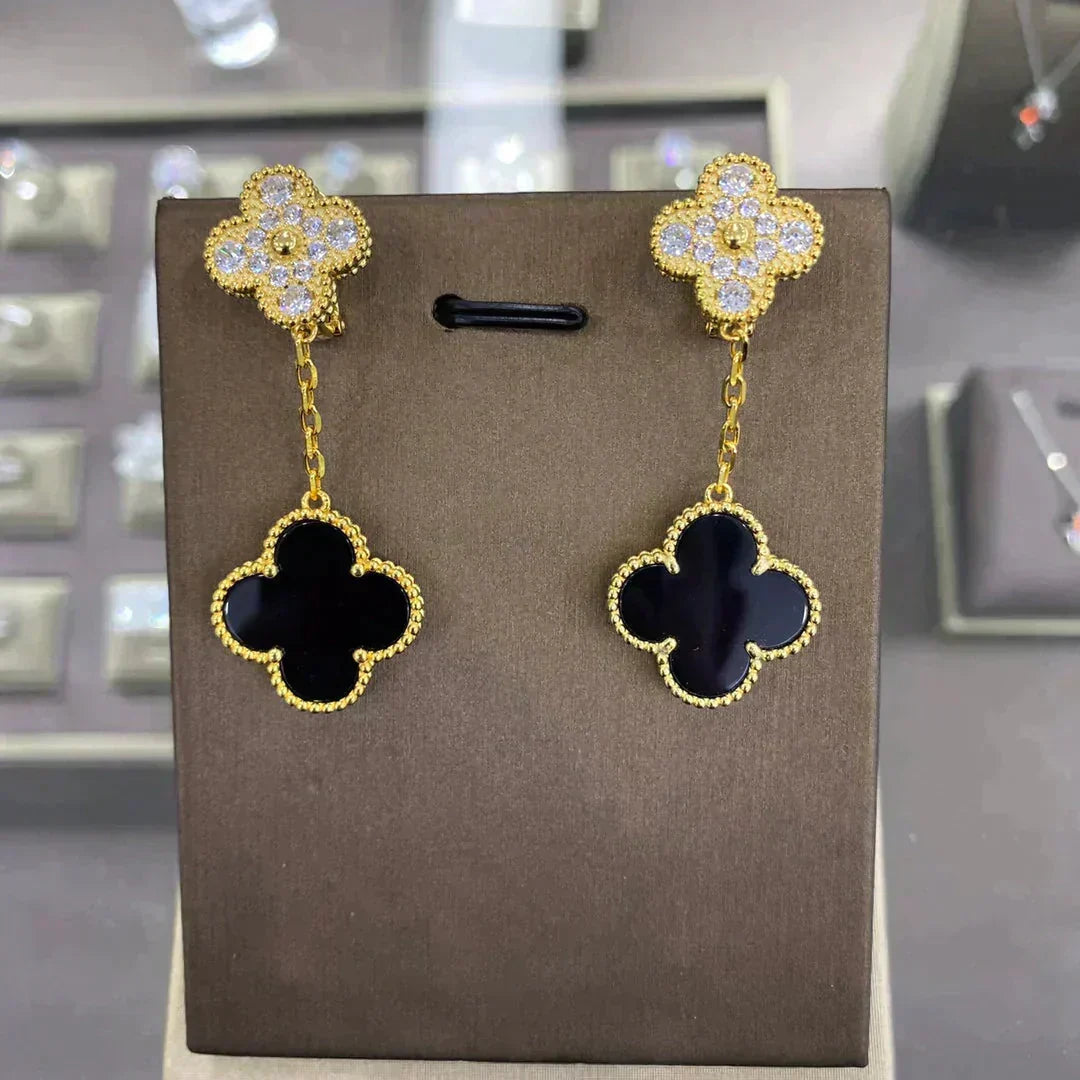 Loco CLOVER  2 MOTIFS  DIAMOND  EARRINGS (MULTIPLE CHOICESç´